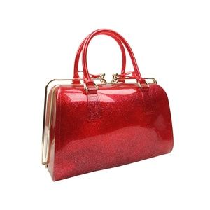 Metal Closure Jelly Satchel Handbag